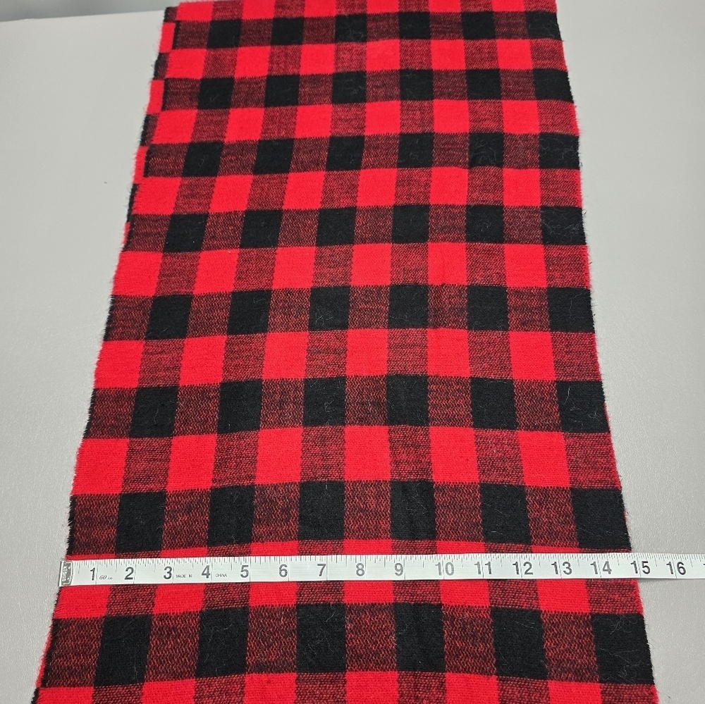 J crew factory red and black checkered plaid scarf with tassels - Picture 5 of 6